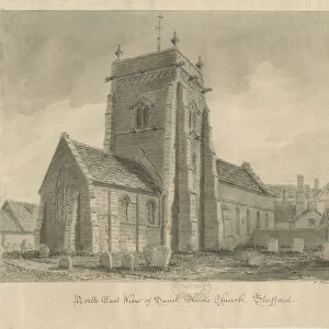 Stafford - St. Chads Church: sepia drawing, 1837 (drawing)