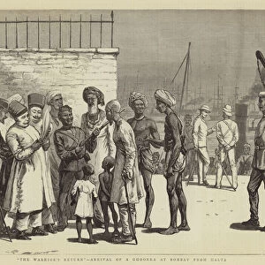 "The Warriors Return", Arrival of a Ghoorka at Bombay from Malta (engraving)