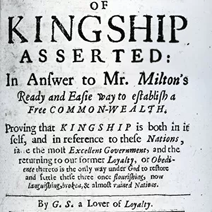 Title Page for The Dignity of Kingship Asserted by G. S