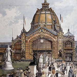 Universal Exhibition, Central Dome in Paris engraving of 1889