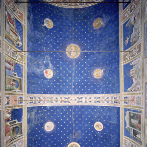 View of the ceiling vault with medallions depicting Christ