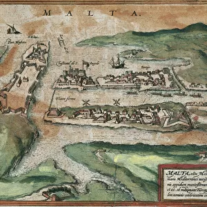 View of Malta (engraving, 16th century)