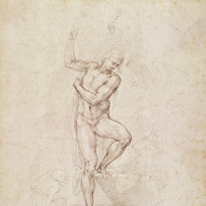 W. 53r The Risen Christ, study for the fresco of The Last Judgement in the Sistine Chapel