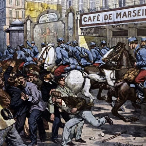 The workers strikes in Marseille: the hussars in charge on the Canebiere
