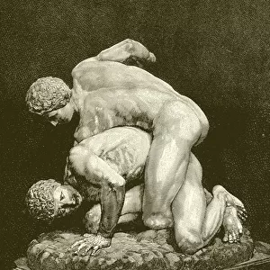 The Wrestlers. Marble Group in the Uffizi Gallery in Florence (engraving)