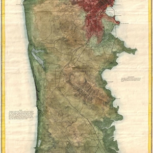 1869, U. S. Coast Survey Map of the San Francisco Peninsula, topography, cartography