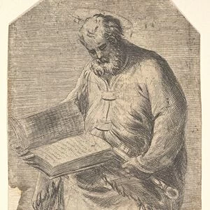 Saint Peter holding large open book keys side