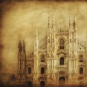 Vintage photo of Duomo di Milano, Milan, Italy