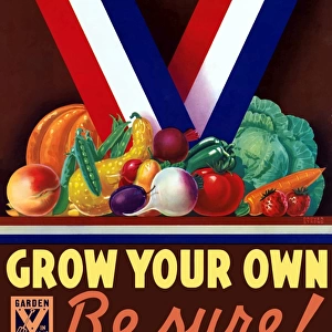 Vintage World War II poster of a variety of garden vegetables