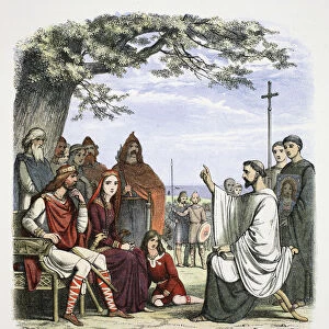 Augustine preaching before King Ethelbert, 597 (1864). Artist: James William Edmund Doyle