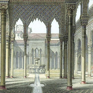 Court of the Lions, Alhambra palace, Granada, Spain, late 19th century