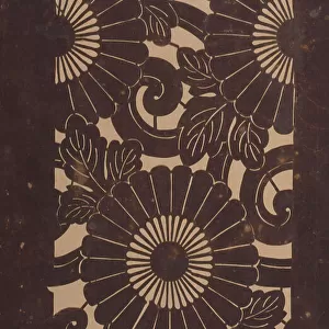 Katagami stencil with images of chrysanthemums, between 1900 and 1952. Creator: Unknown