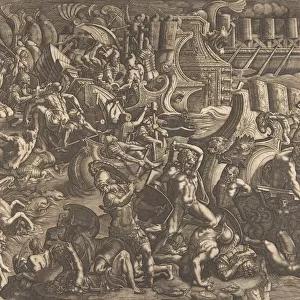 The Trojans repulsing the Greeks, 1538. Creator: Giovanni Battista Scultori