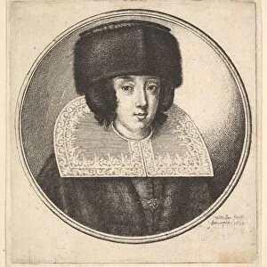 Woman with stiff lace collar and flat-crowned fur hat, 1645. Creator: Wenceslaus Hollar