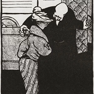 "a Worthy Man Ushers A Young Woman Into His Office", After A Work By Felix Vallotton From crimes And Punishments. From Illustrierte Sittengeschichte Vom Mittelalter Bis Zur Gegenwart By Eduard Fuchs, Published 1909