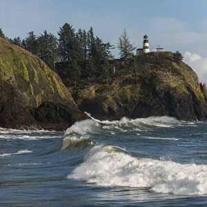 Surf Breaks At Cape Disappointment On The Washington Coast; Ilwaco, Washington, United States Of America