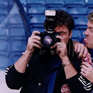 Ally McCoist and Andy Goram turn the camera on the photographers Rangers football Coca
