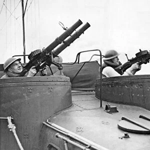 Anti aircraft machine gun on a submarine boat. These machine guns were used for