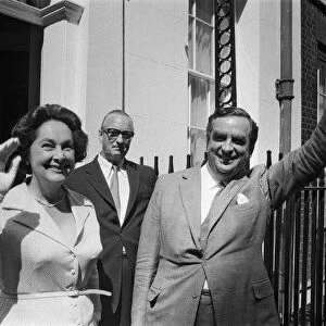 Chancellor of the Exchequer Denis Healey leaving Number 11 Downing Street with his wife