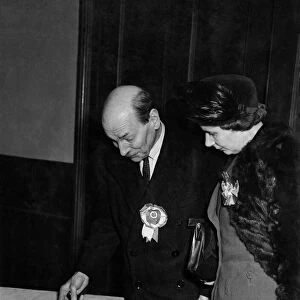 General Election 1950. Mr. and Mrs. Clement Attlee looking through the voters