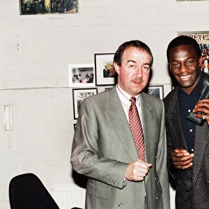 Justin Fashanu with new manager Frank Clarke, pictured together after his signing for