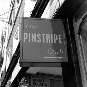 Sign at the entrance to the Pinstripe Club. May 1990 P018537