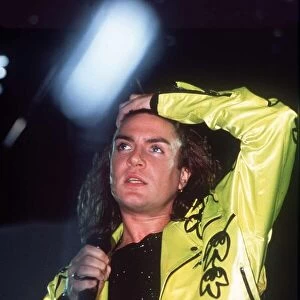 Simon Le Bon singer in pop group Duran Duran in concert at London docklands arena