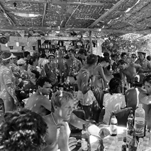 Young people on holiday in Corfu on a Club 18-30 holiday. August 1986