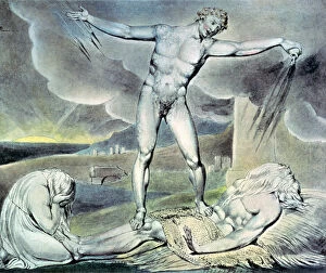 Illustrations of the Book of Job; Satan smiting Job with Sore Boils, 1825 (pen, w / c